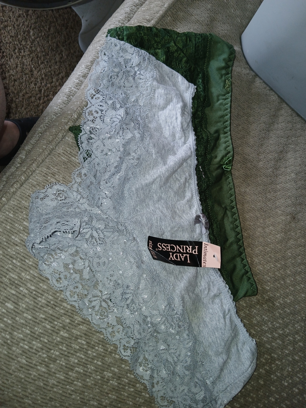 Underware Bundle 2 Lace-Trim Boy Shorts, 2 Lace Trim Thongs, 1 Bikini. 5 Total